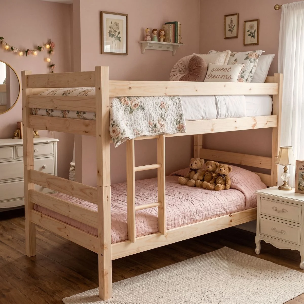 Sturdy wooden bunk bed frame in pine black and white finishes - Discount Beds Cape Town